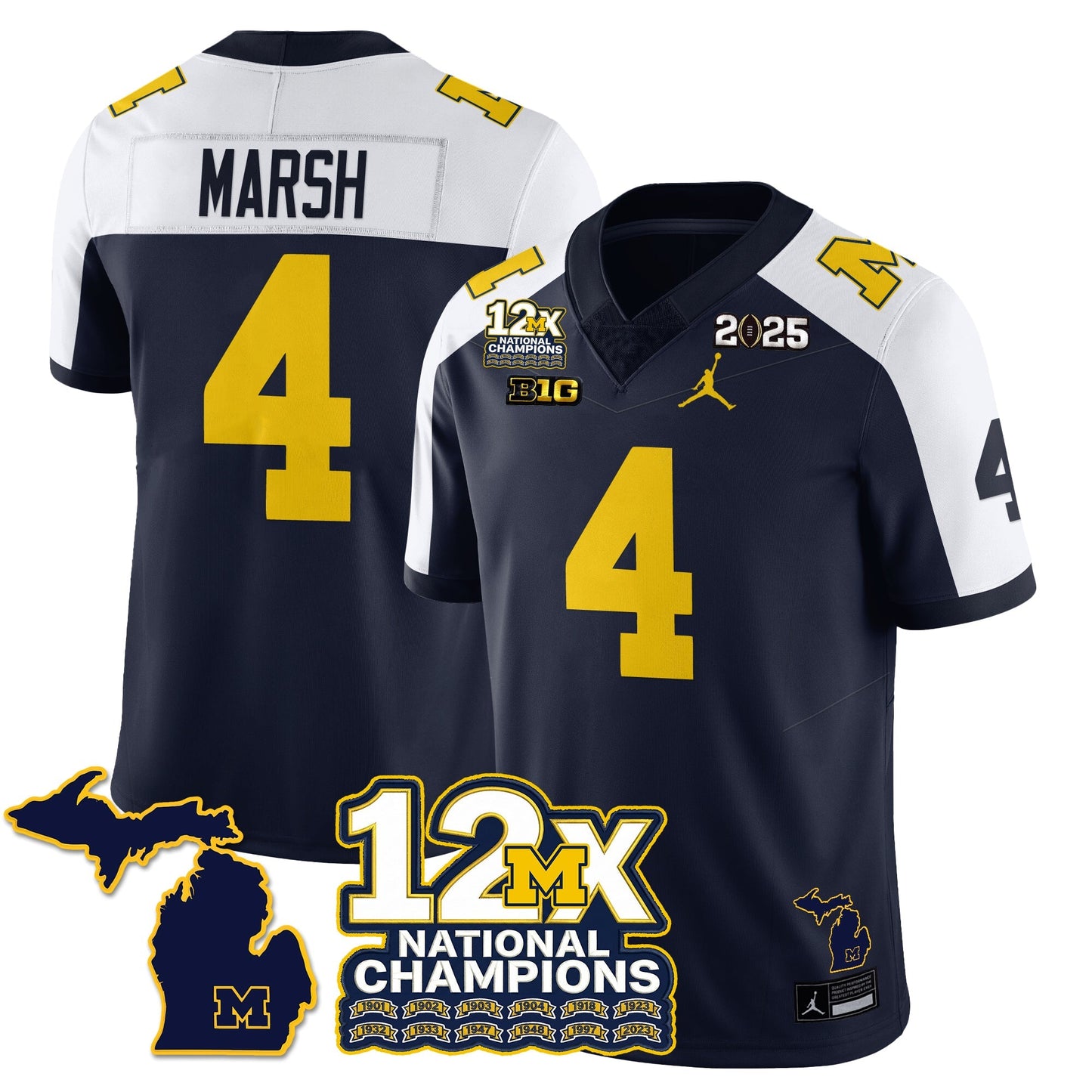 MICH 12x-Time National Champions Vapor Limited Football Jersey - All Stitched-DTD