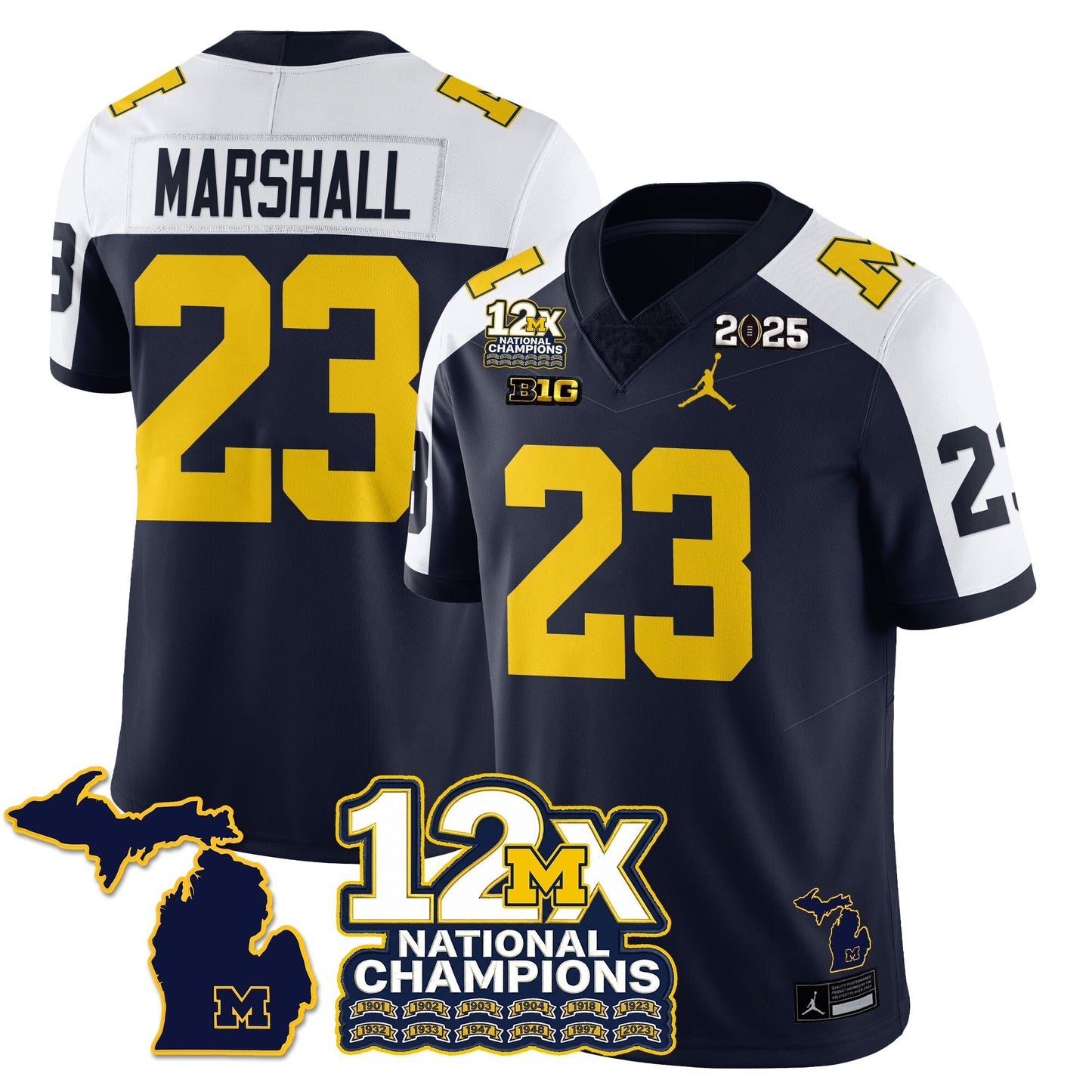 MICH 12x-Time National Champions Vapor Limited Football Jersey - All Stitched-DTD