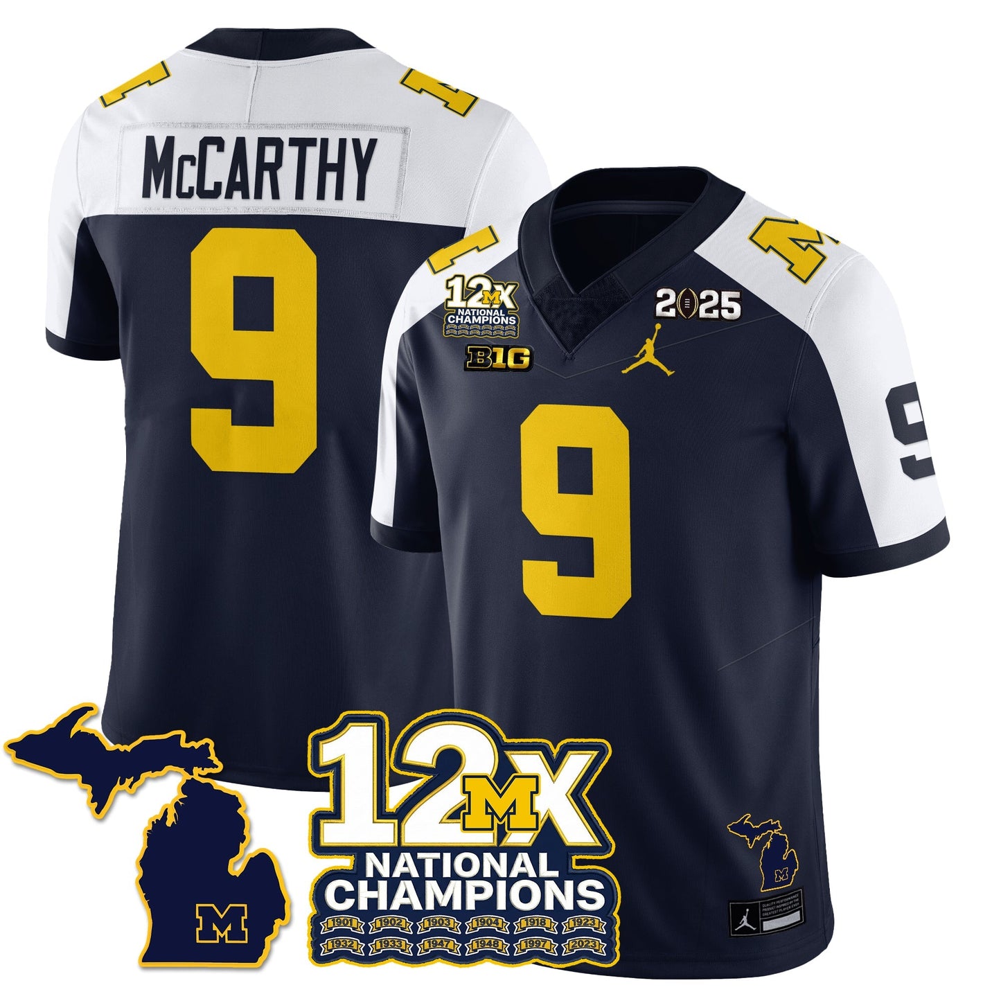 MICH 12x-Time National Champions Vapor Limited Football Jersey - All Stitched-DTD