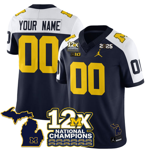 Custom MICH 12x-Time National Champions Vapor Limited Football Jersey - All Stitched-DTD