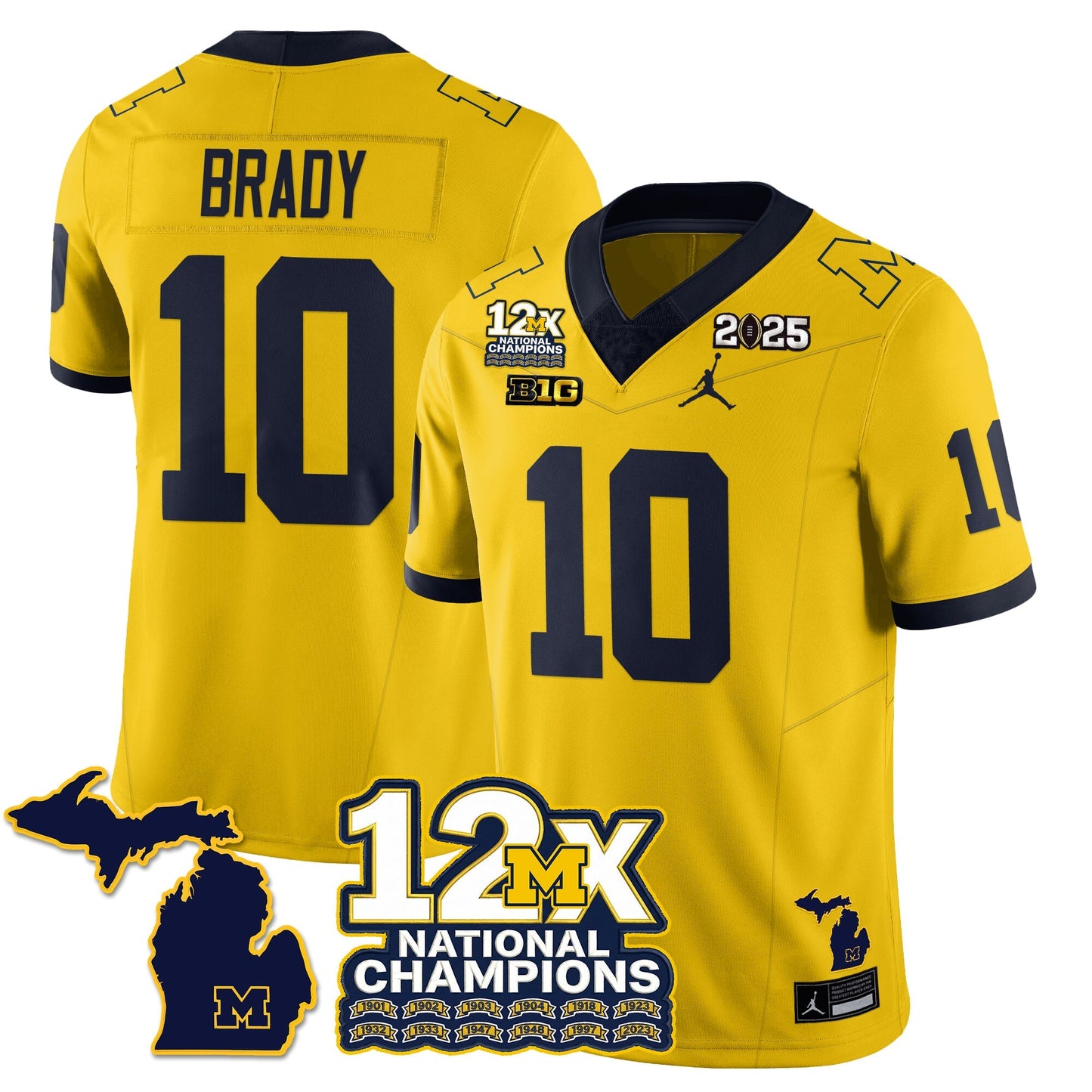 MICH 12x-Time National Champions Vapor Limited Football Jersey - All Stitched-DTD