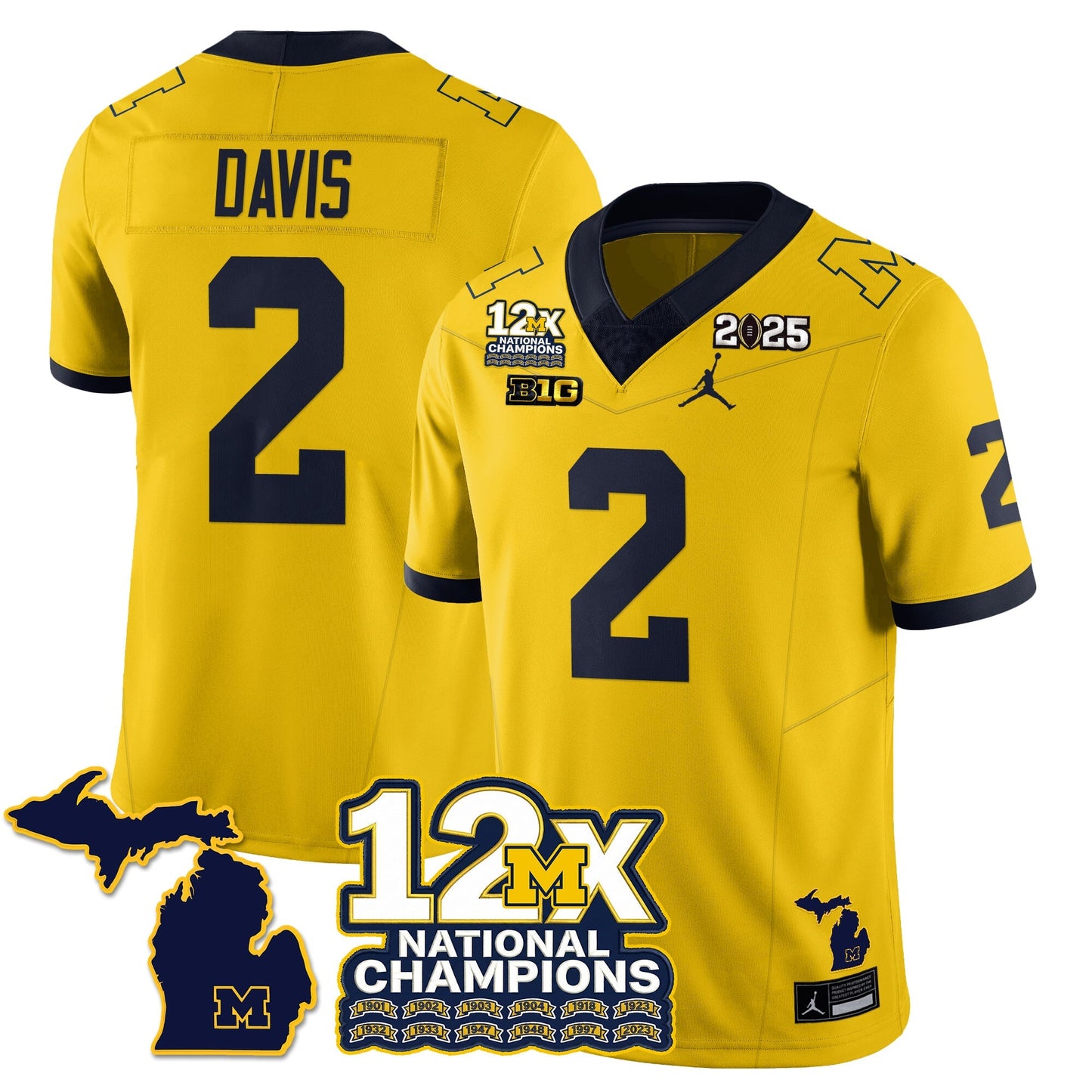 MICH 12x-Time National Champions Vapor Limited Football Jersey - All Stitched-DTD