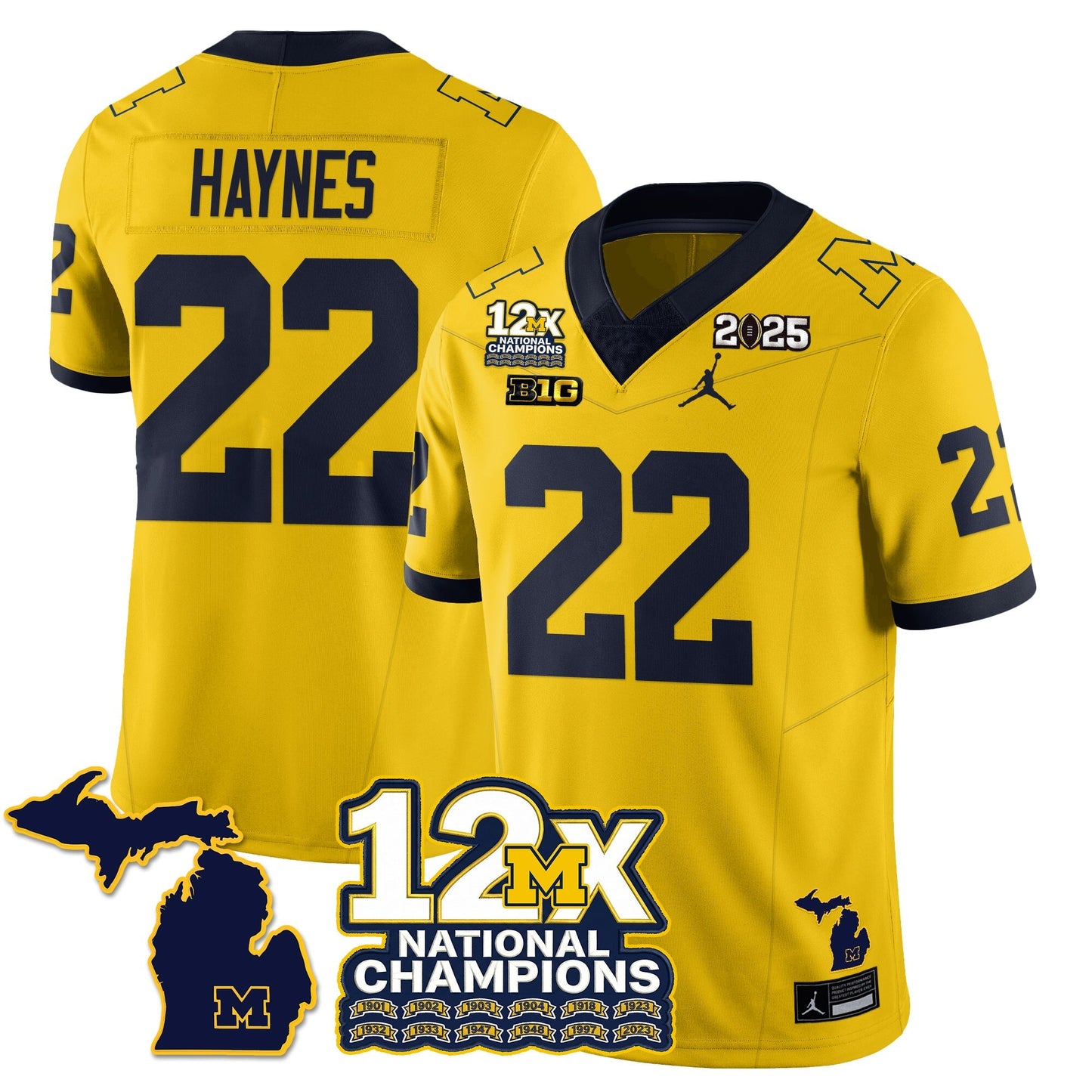 MICH 12x-Time National Champions Vapor Limited Football Jersey - All Stitched-DTD