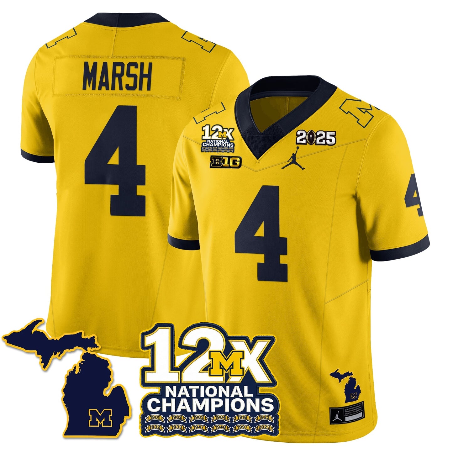 MICH 12x-Time National Champions Vapor Limited Football Jersey - All Stitched-DTD