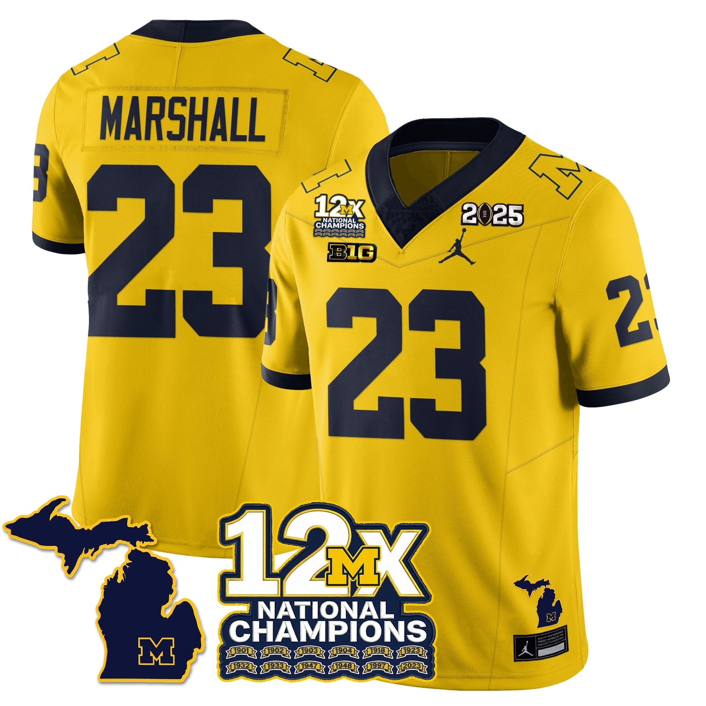 MICH 12x-Time National Champions Vapor Limited Football Jersey - All Stitched-DTD