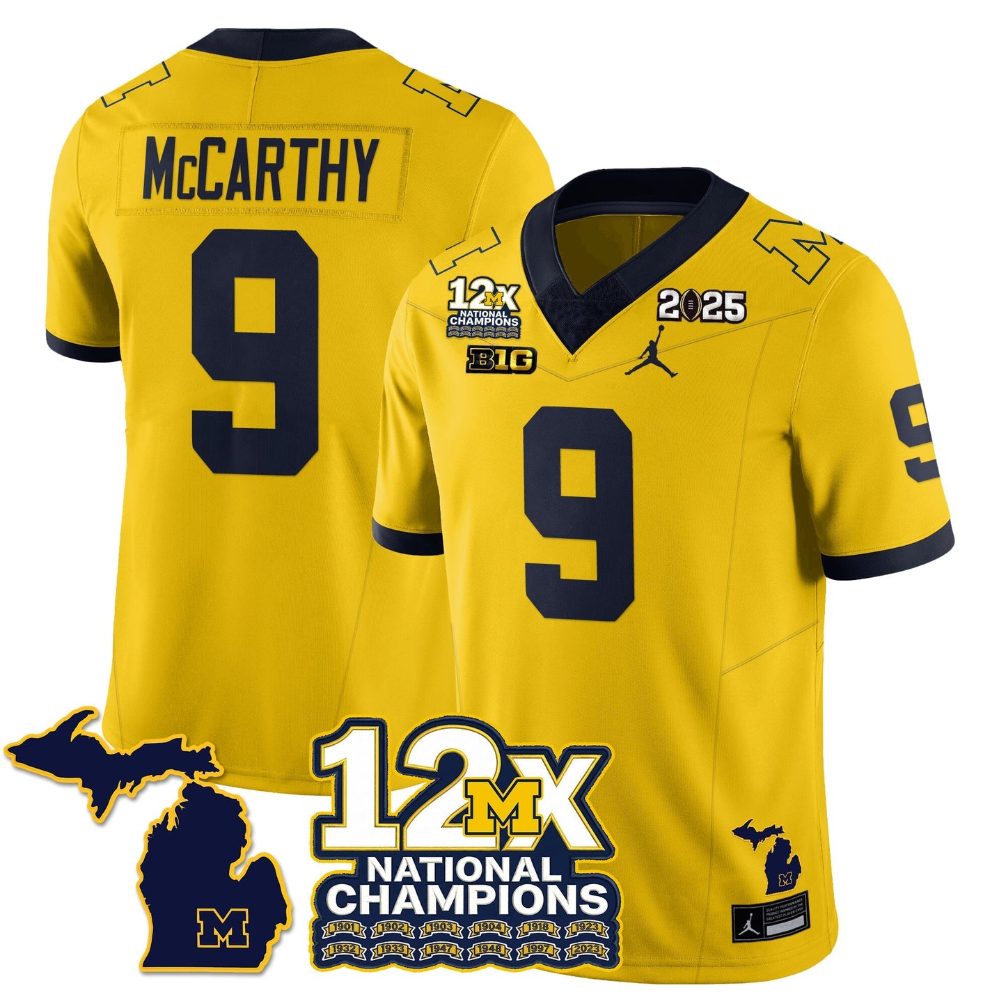 MICH 12x-Time National Champions Vapor Limited Football Jersey - All Stitched-DTD