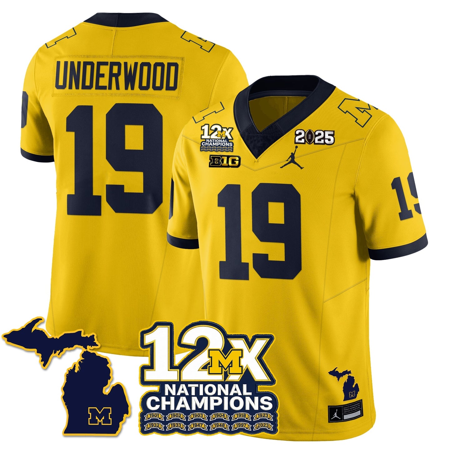 MICH 12x-Time National Champions Vapor Limited Football Jersey - All Stitched-DTD