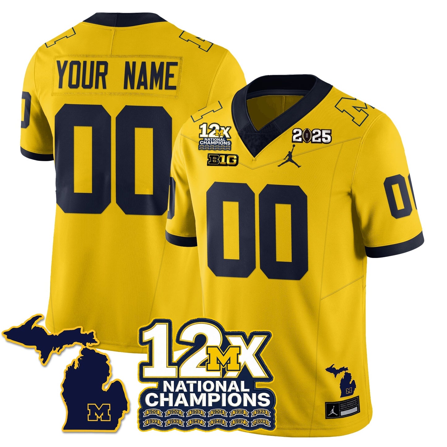 MICH 12x-Time National Champions Vapor Limited Football Jersey - All Stitched-DTD