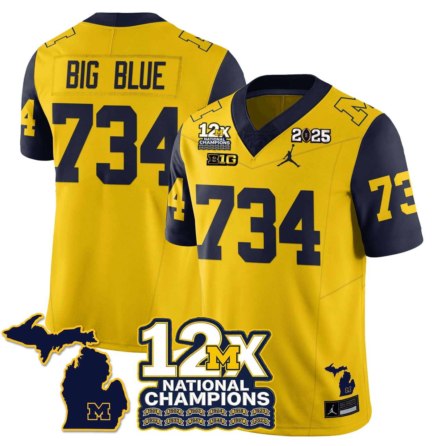 MICH 12x-Time National Champions Vapor Limited Football Jersey - All Stitched-DTD