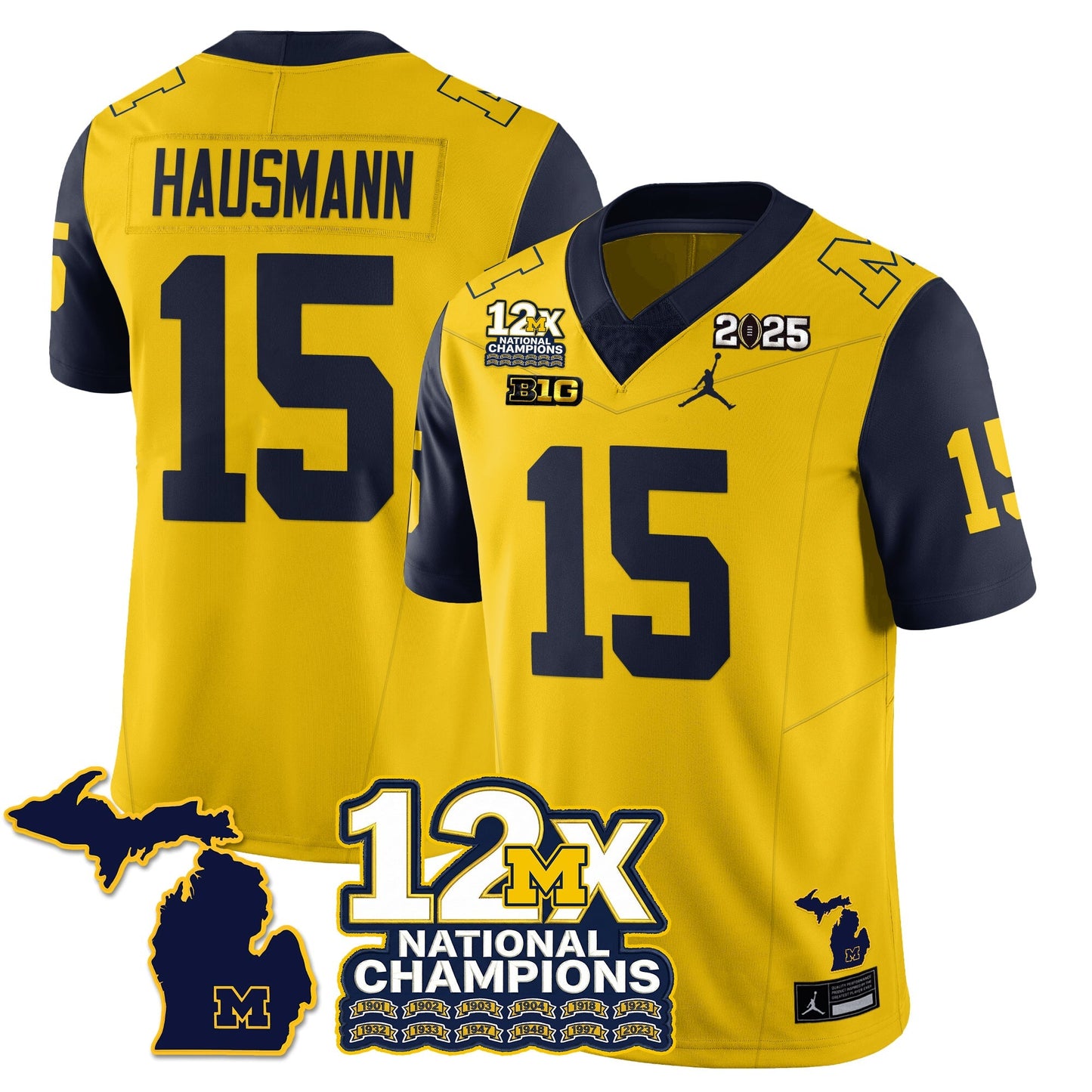 MICH 12x-Time National Champions Vapor Limited Football Jersey - All Stitched-DTD