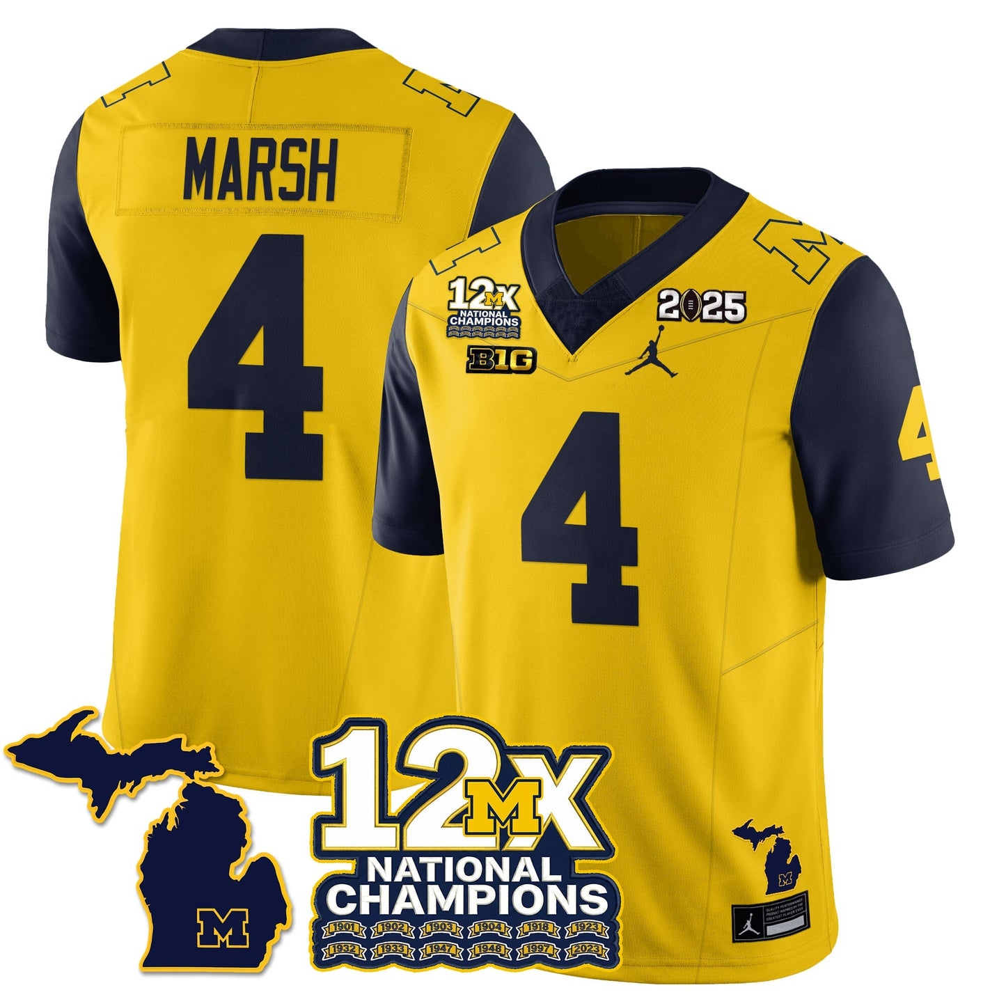 MICH 12x-Time National Champions Vapor Limited Football Jersey - All Stitched-DTD