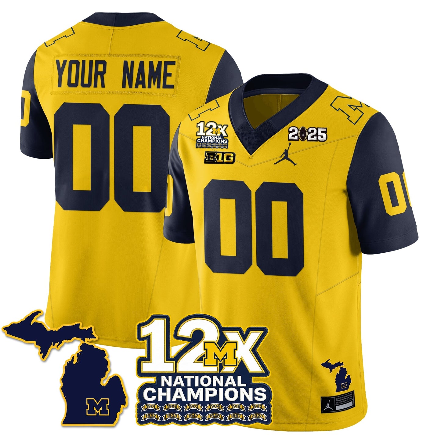 MICH 12x-Time National Champions Vapor Limited Football Jersey - All Stitched-DTD