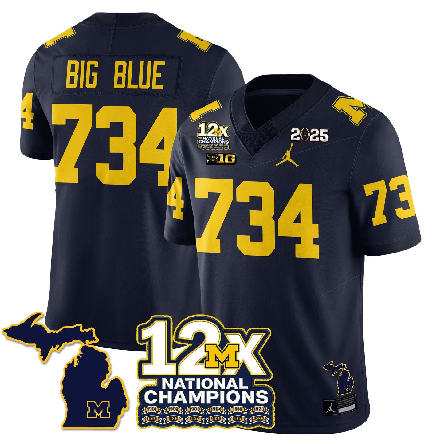 MICH 12x-Time National Champions Vapor Limited Football Jersey - All Stitched-DTD