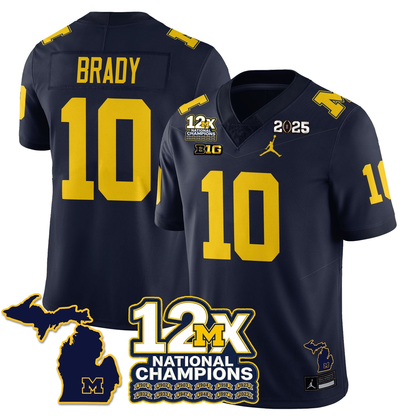 MICH 12x-Time National Champions Vapor Limited Football Jersey - All Stitched-DTD