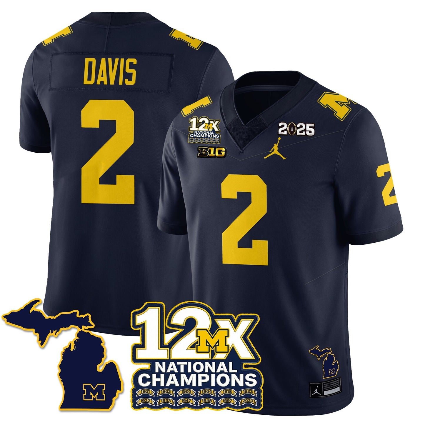 MICH 12x-Time National Champions Vapor Limited Football Jersey - All Stitched-DTD