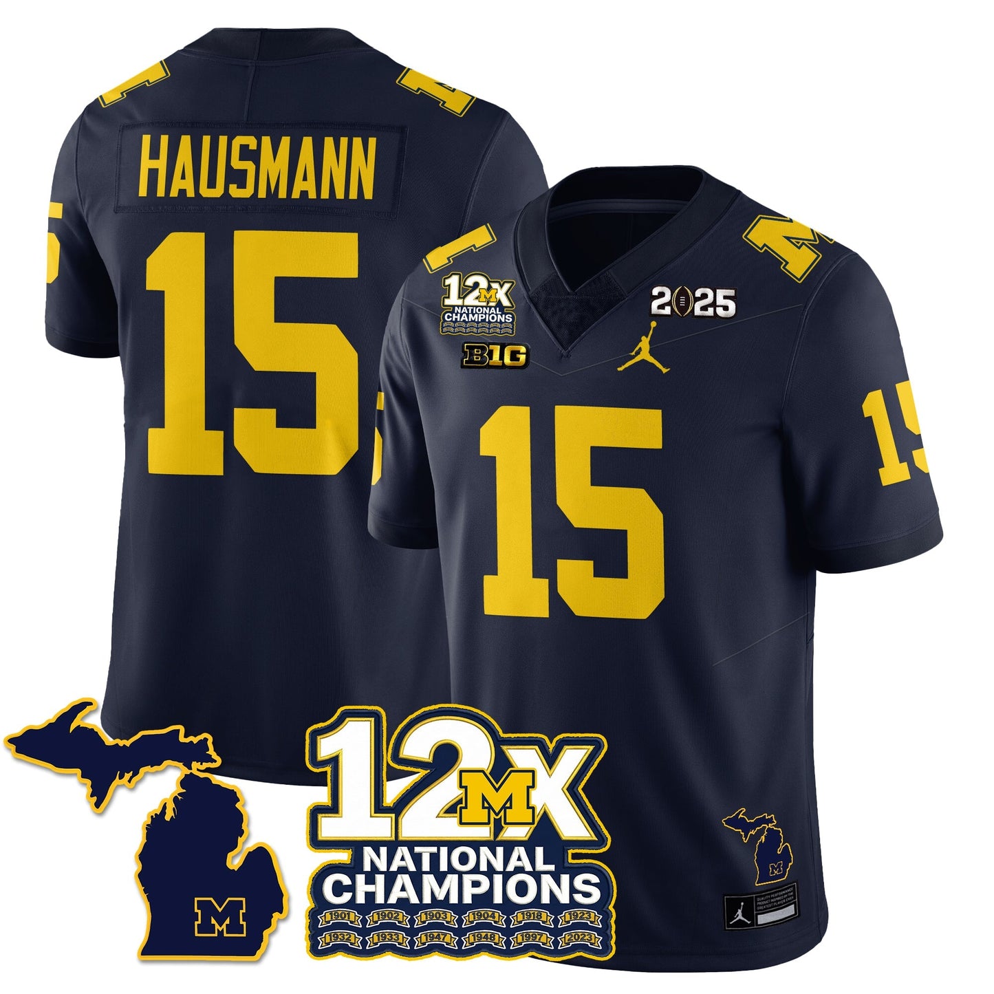 MICH 12x-Time National Champions Vapor Limited Football Jersey - All Stitched-DTD