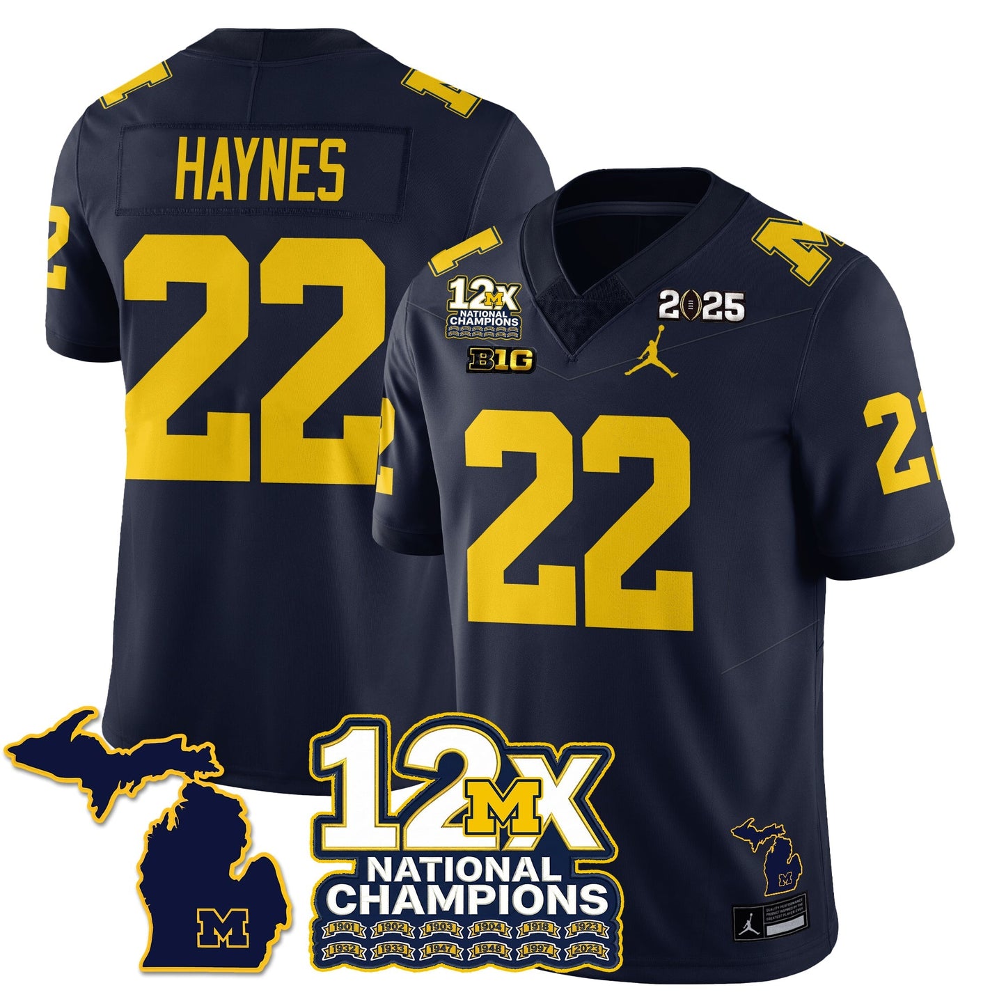 MICH 12x-Time National Champions Vapor Limited Football Jersey - All Stitched-DTD