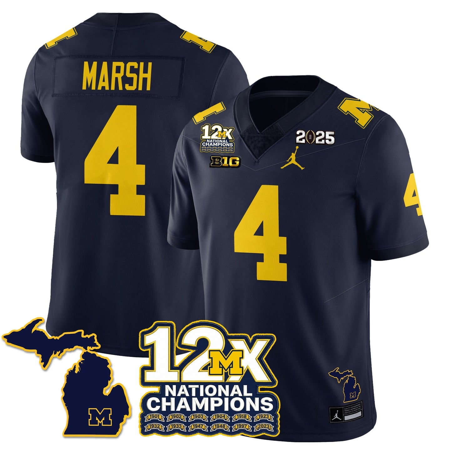 MICH 12x-Time National Champions Vapor Limited Football Jersey - All Stitched-DTD