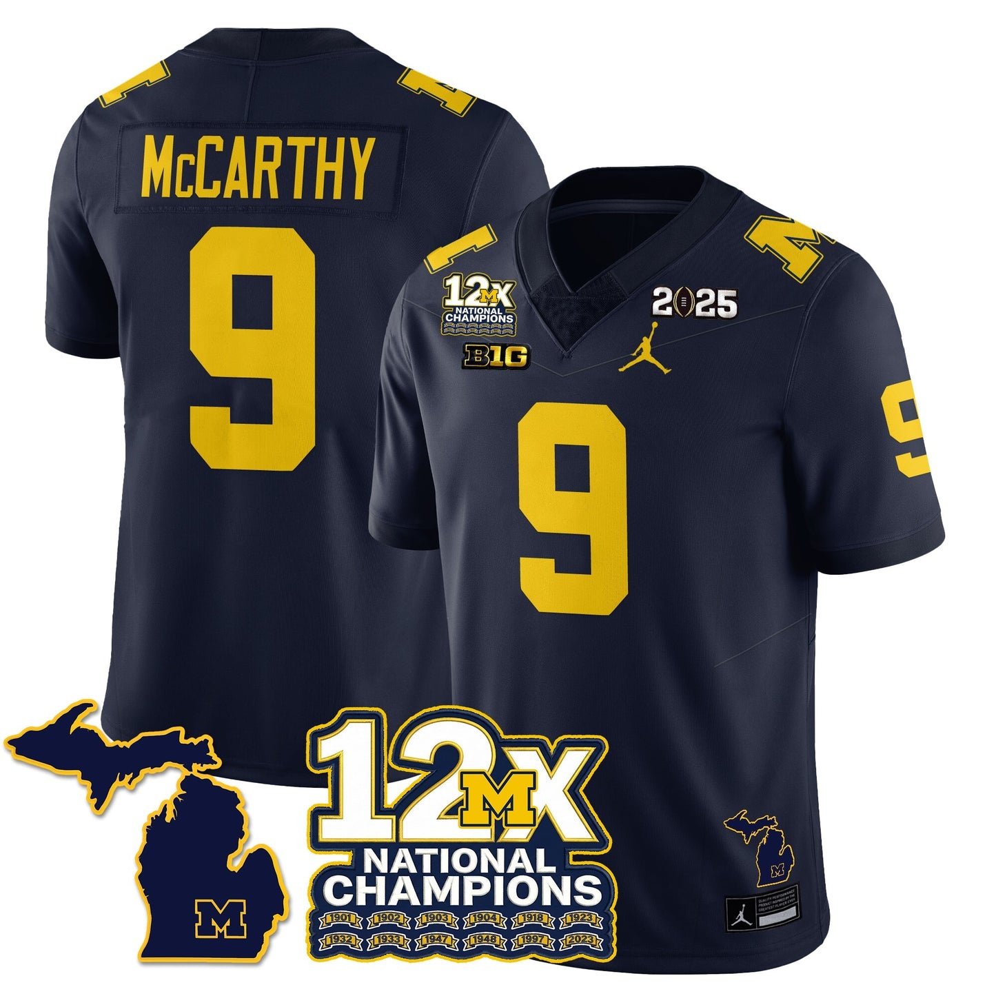 MICH 12x-Time National Champions Vapor Limited Football Jersey - All Stitched-DTD