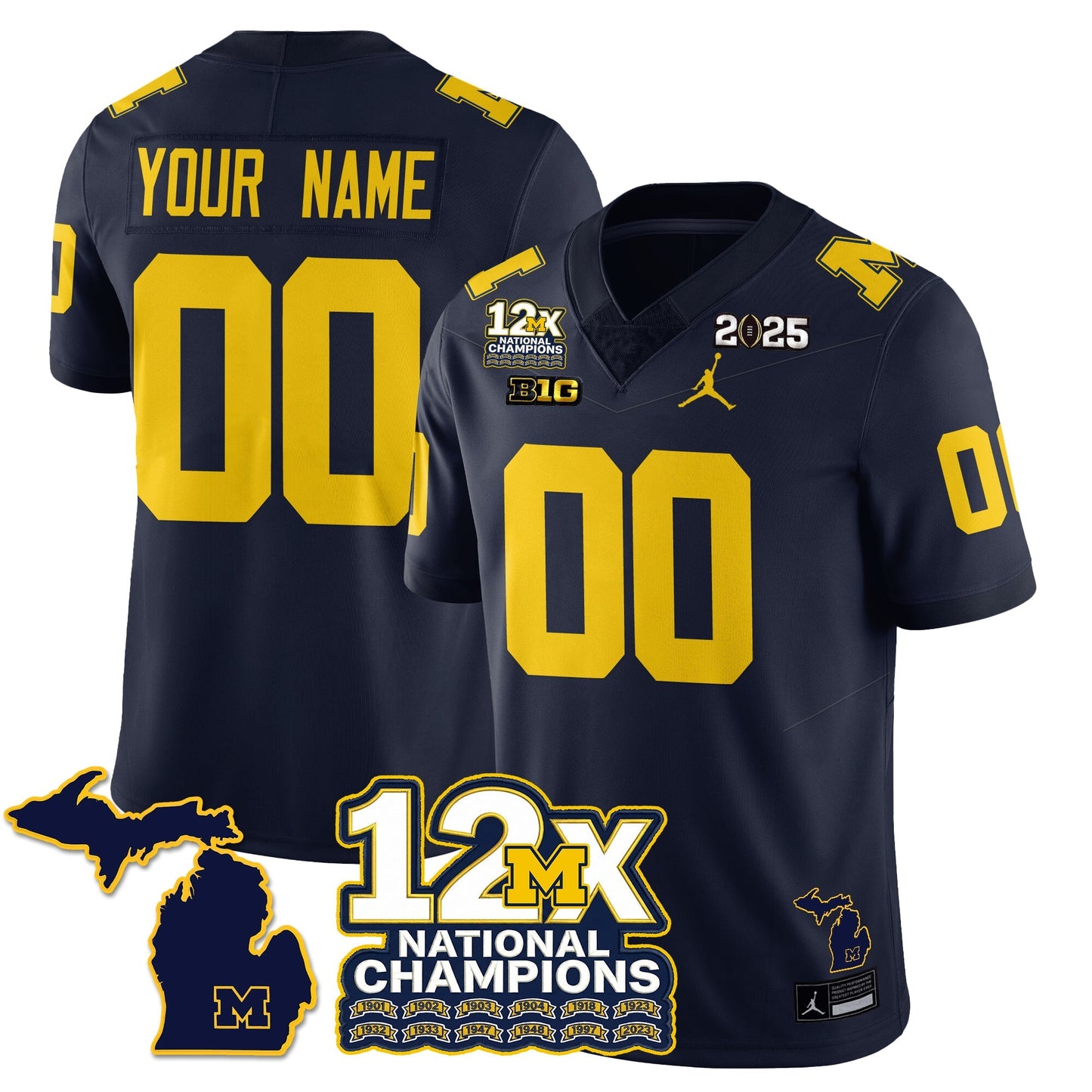 MICH 12x-Time National Champions Vapor Limited Football Jersey - All Stitched-DTD