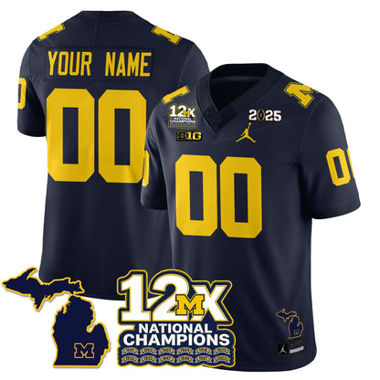 Custom MICH 12x-Time National Champions Vapor Limited Football Jersey - All Stitched-DTD