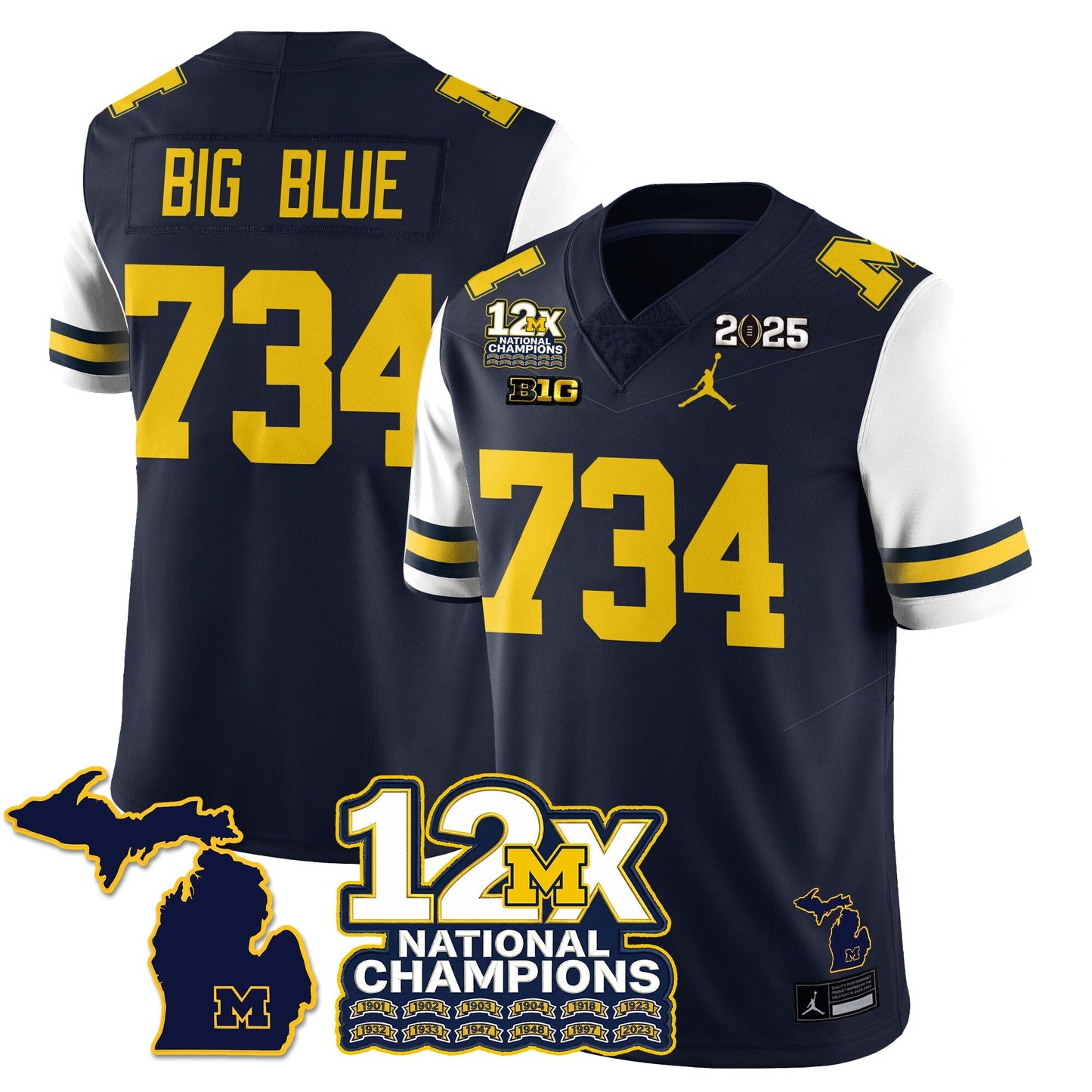 MICH 12x-Time National Champions Vapor Limited Football Jersey - All Stitched-DTD