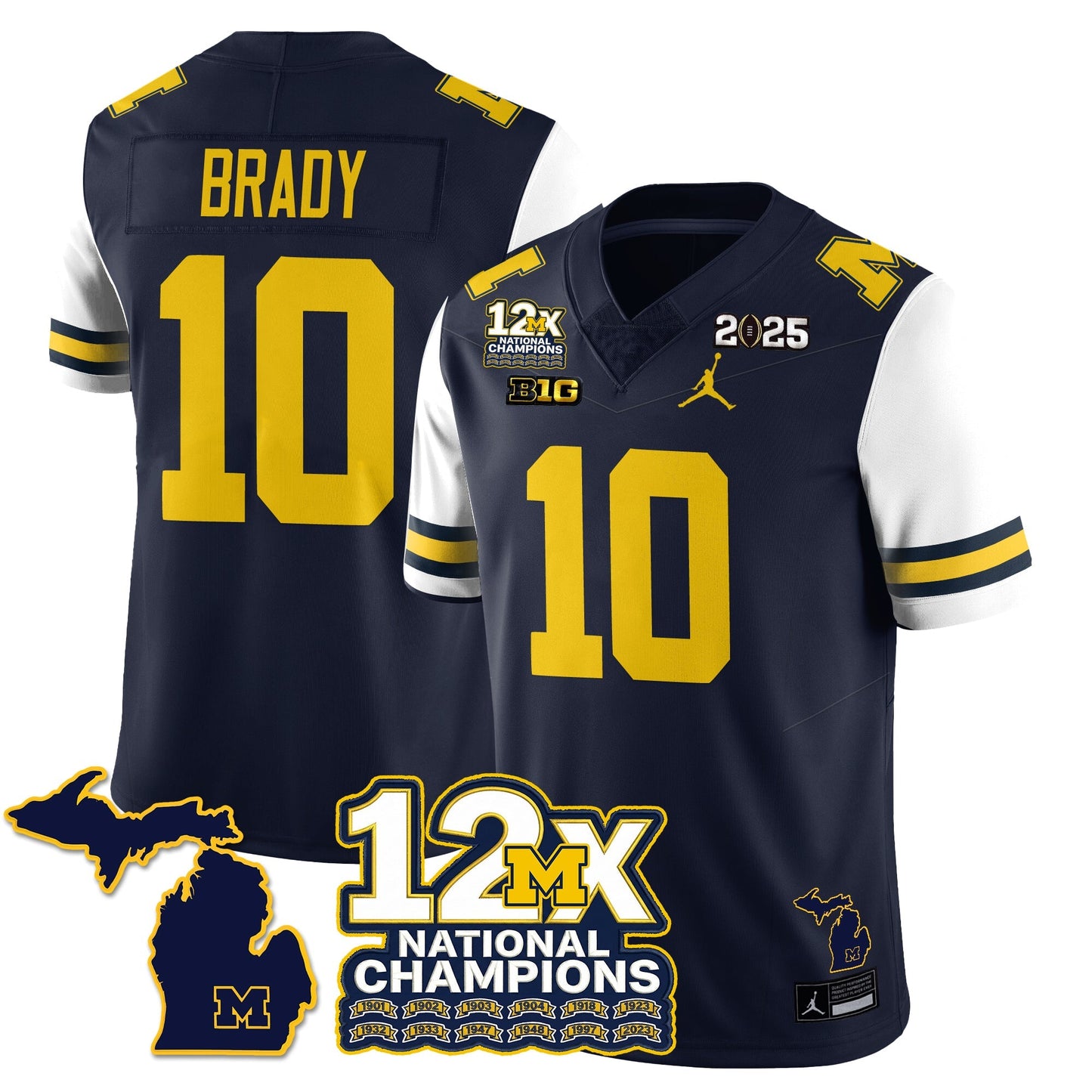 MICH 12x-Time National Champions Vapor Limited Football Jersey - All Stitched-DTD