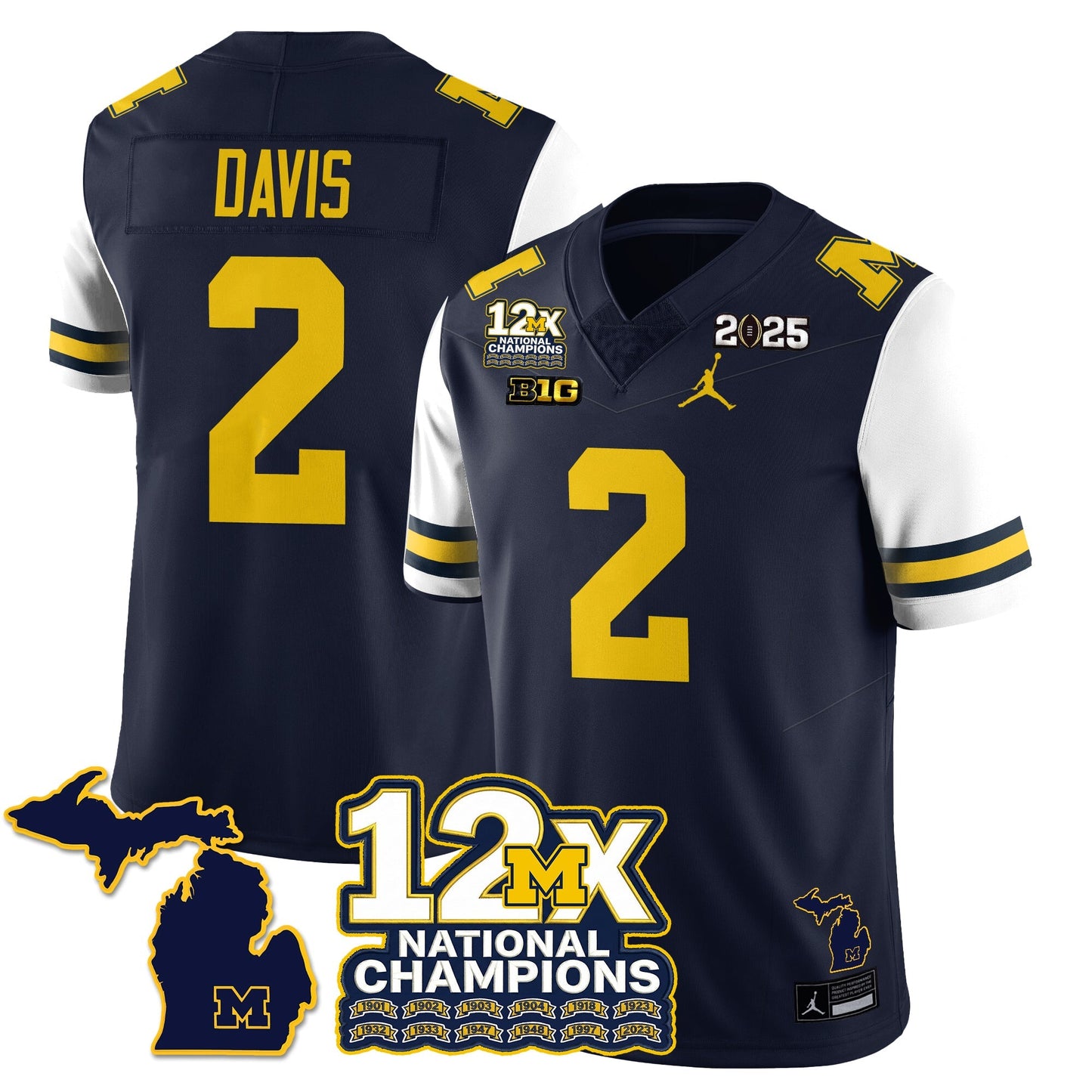 MICH 12x-Time National Champions Vapor Limited Football Jersey - All Stitched-DTD
