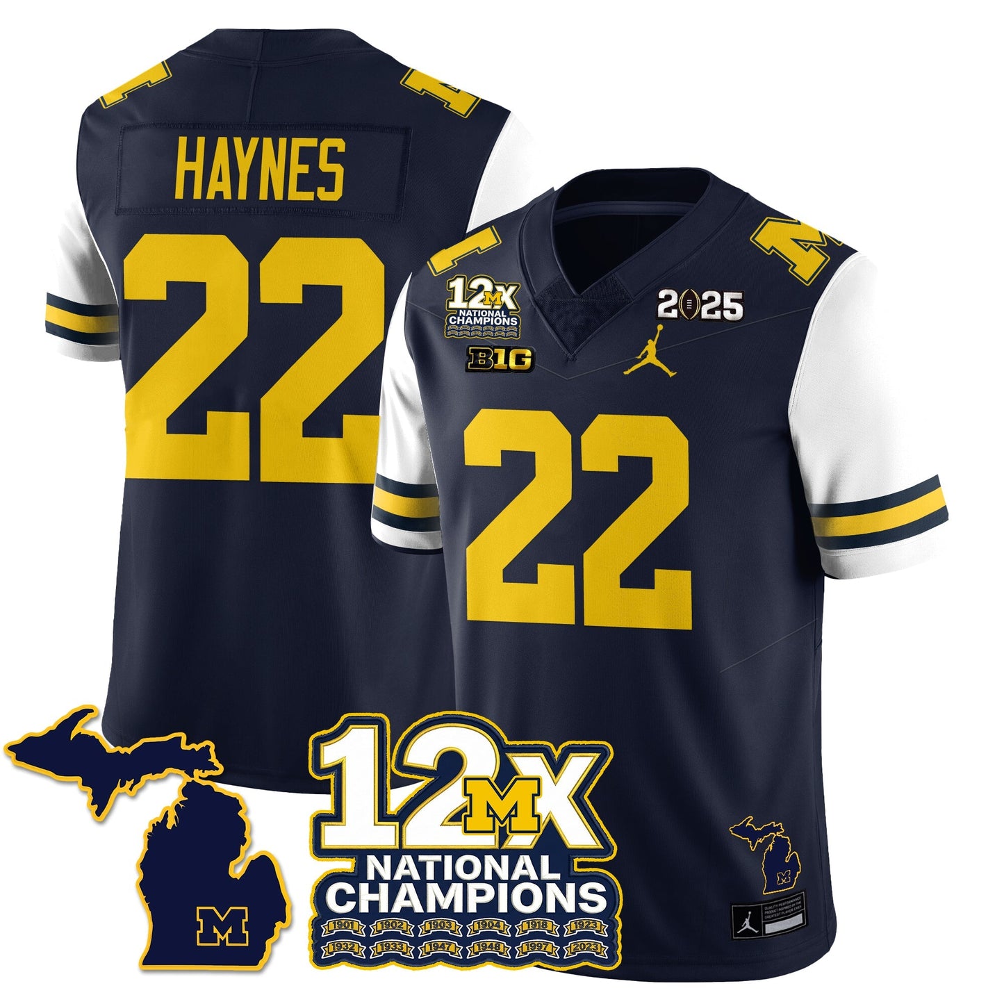 MICH 12x-Time National Champions Vapor Limited Football Jersey - All Stitched-DTD