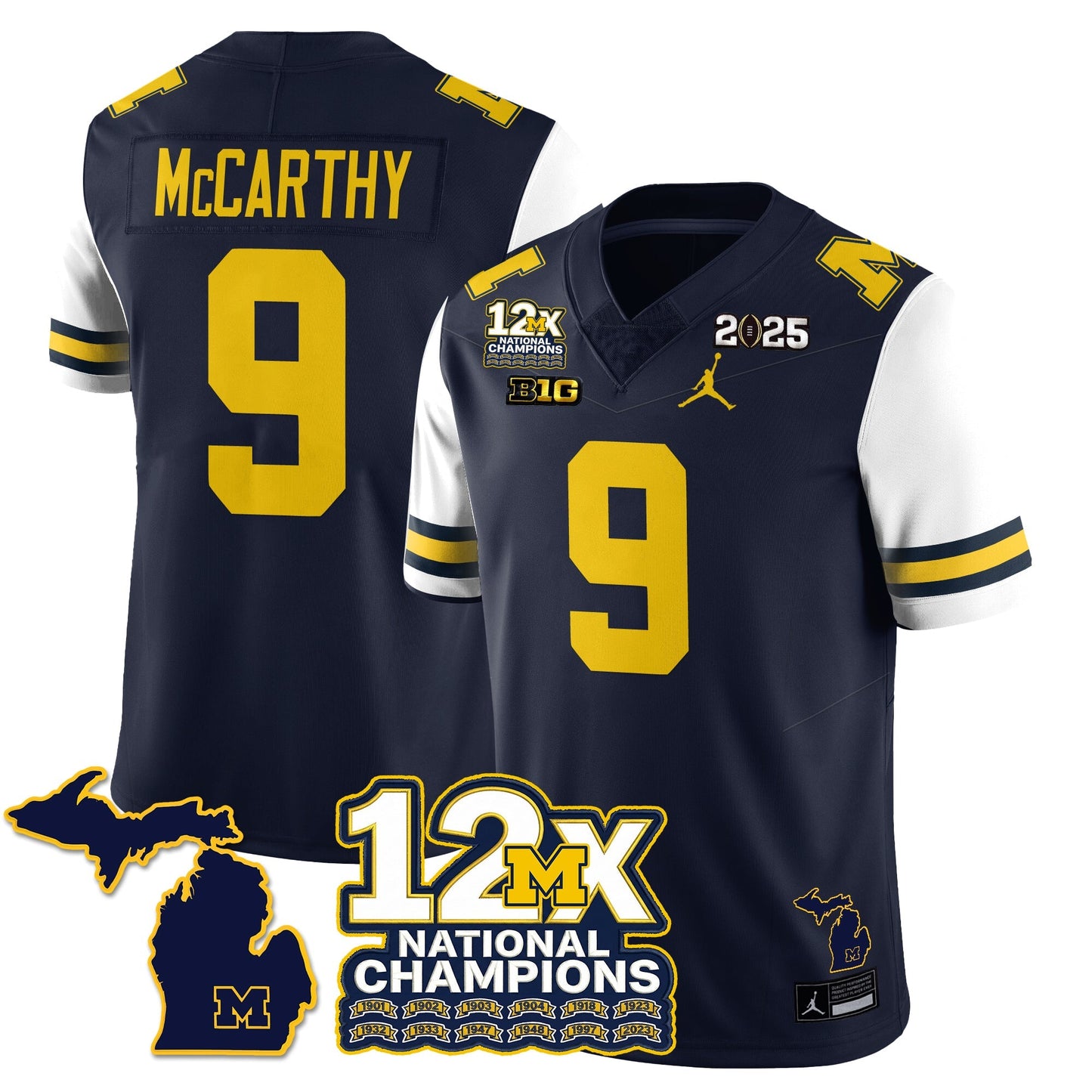 MICH 12x-Time National Champions Vapor Limited Football Jersey - All Stitched-DTD