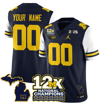Custom MICH 12x-Time National Champions Vapor Limited Football Jersey - All Stitched-DTD