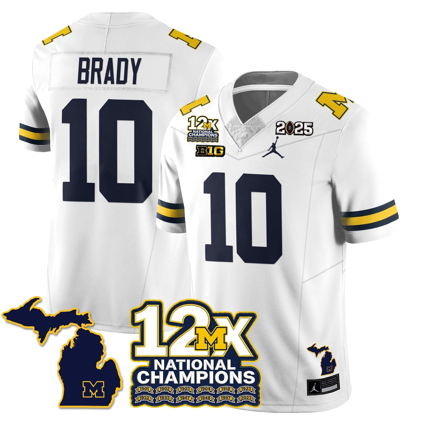MICH 12x-Time National Champions Vapor Limited Football Jersey - All Stitched-DTD