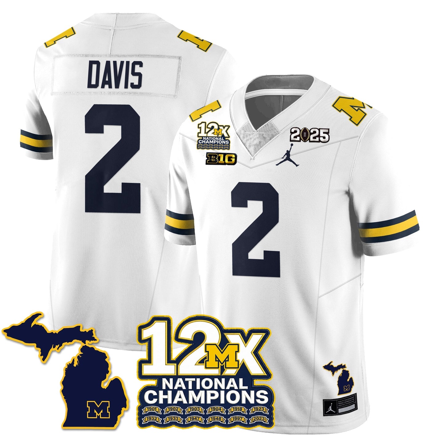 MICH 12x-Time National Champions Vapor Limited Football Jersey - All Stitched-DTD