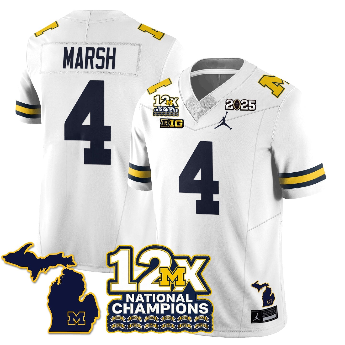 MICH 12x-Time National Champions Vapor Limited Football Jersey - All Stitched-DTD