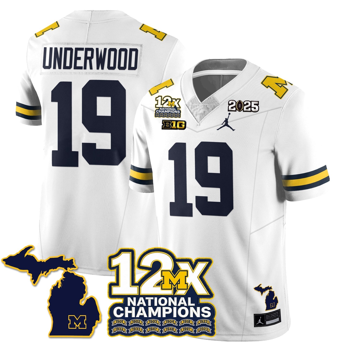 MICH 12x-Time National Champions Vapor Limited Football Jersey - All Stitched-DTD