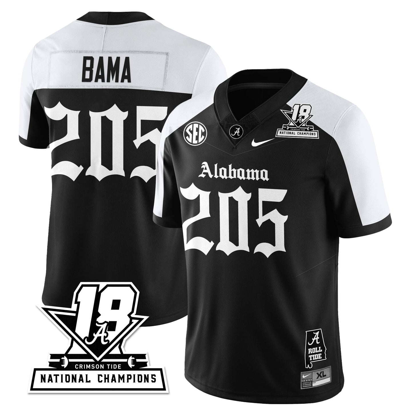 BAMA 18x-Time National Champions Gothic Vapor Limited Jersey - All Stitched-DTD