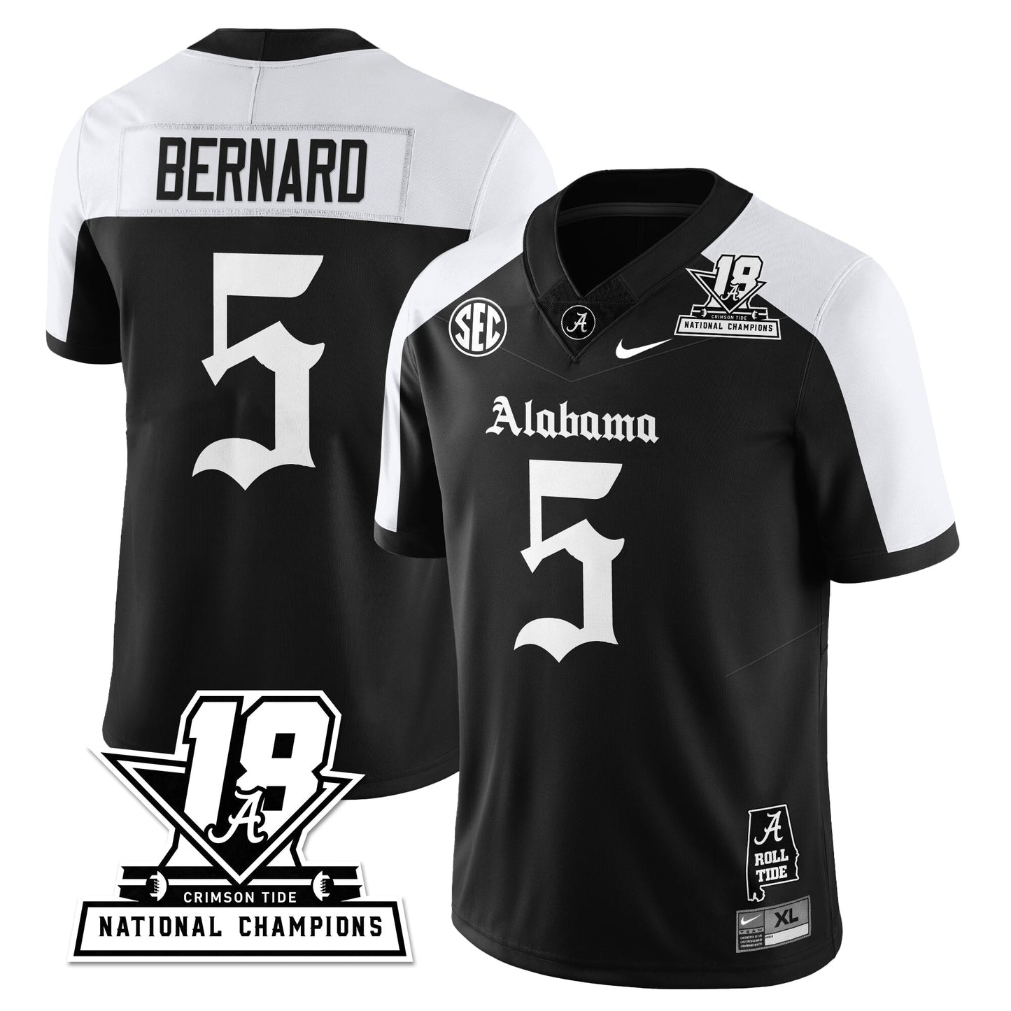 BAMA 18x-Time National Champions Gothic Vapor Limited Jersey - All Stitched-DTD