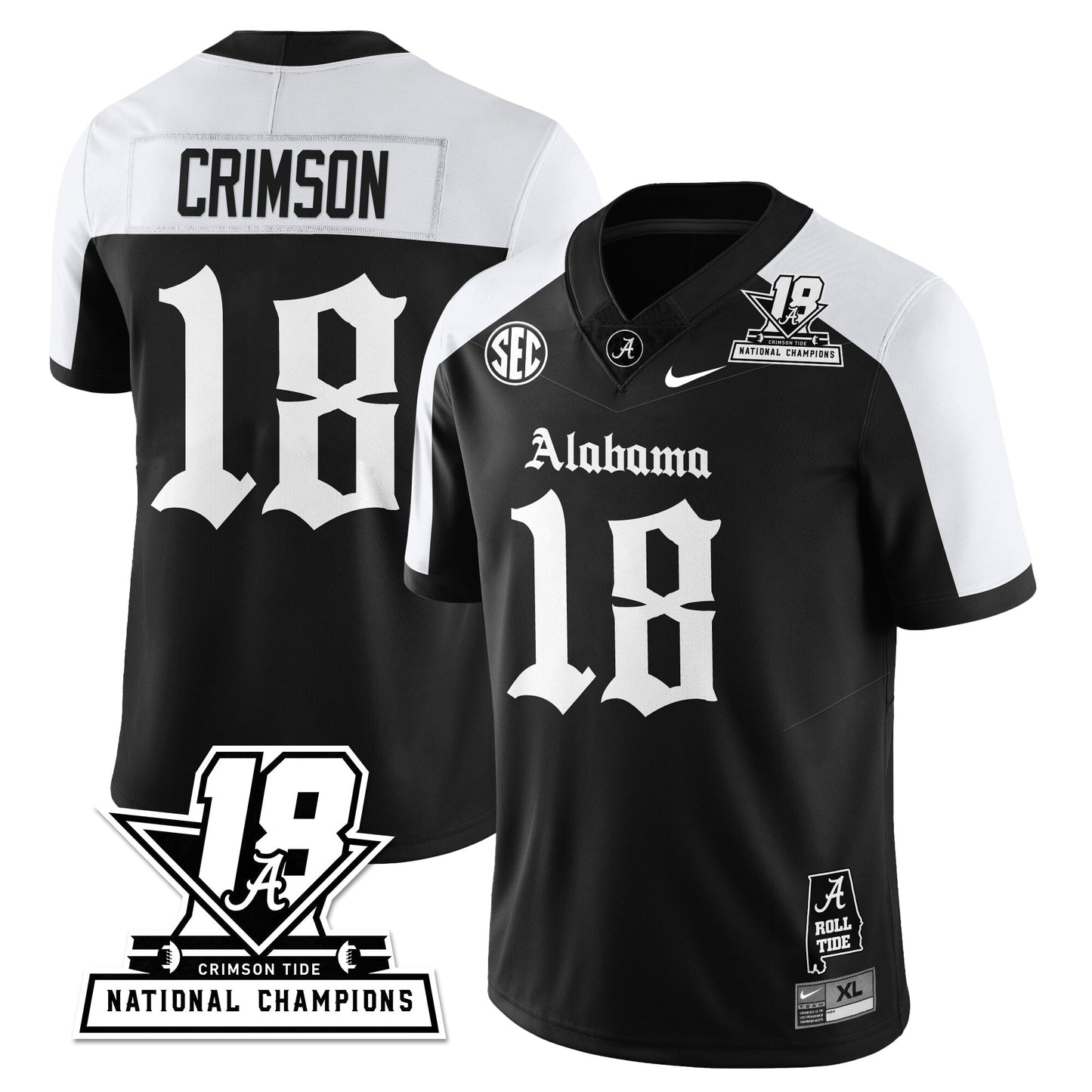 BAMA 18x-Time National Champions Gothic Vapor Limited Jersey - All Stitched-DTD