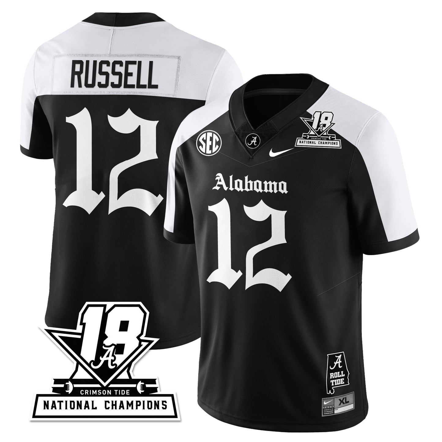 BAMA 18x-Time National Champions Gothic Vapor Limited Jersey - All Stitched-DTD