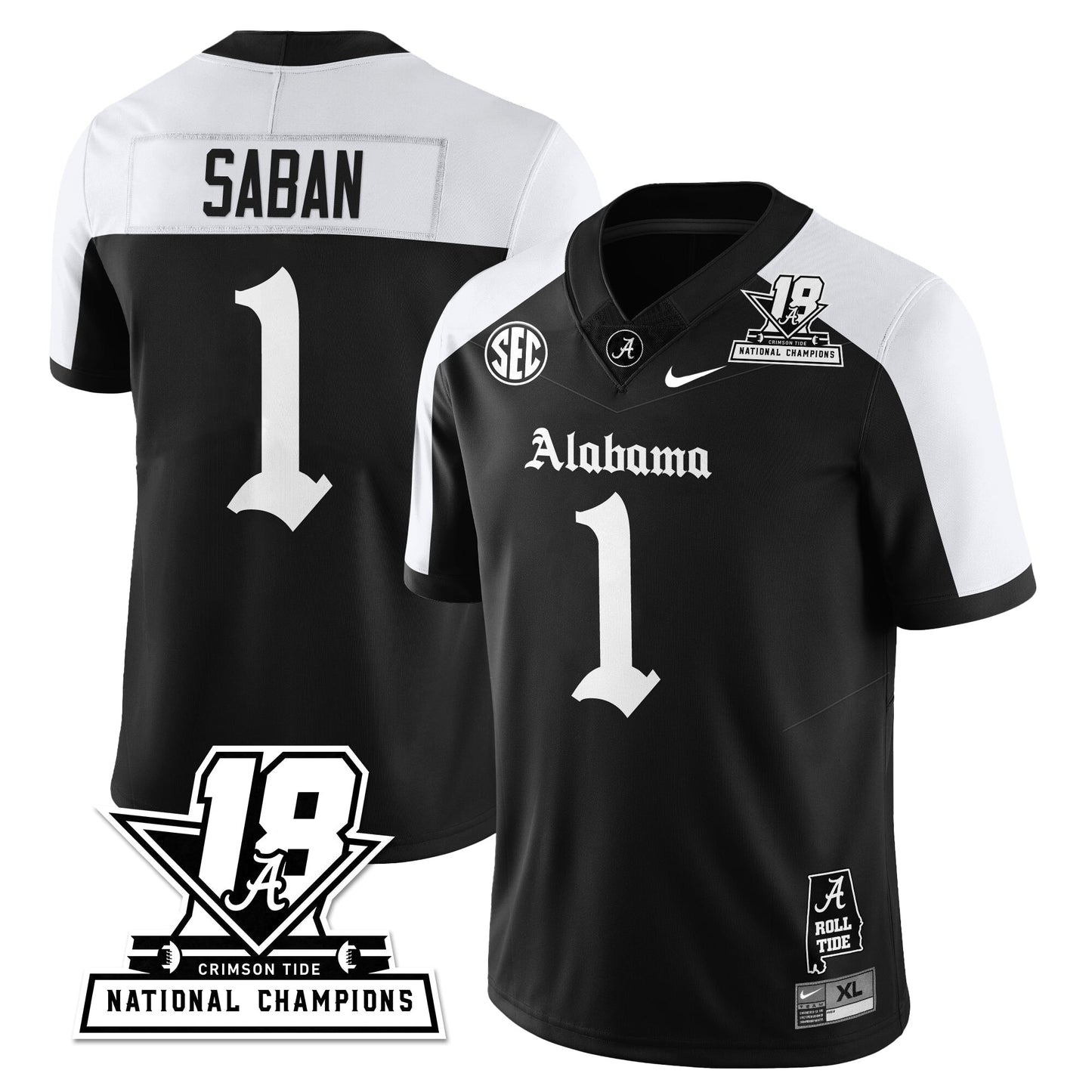 BAMA 18x-Time National Champions Gothic Vapor Limited Jersey - All Stitched-DTD