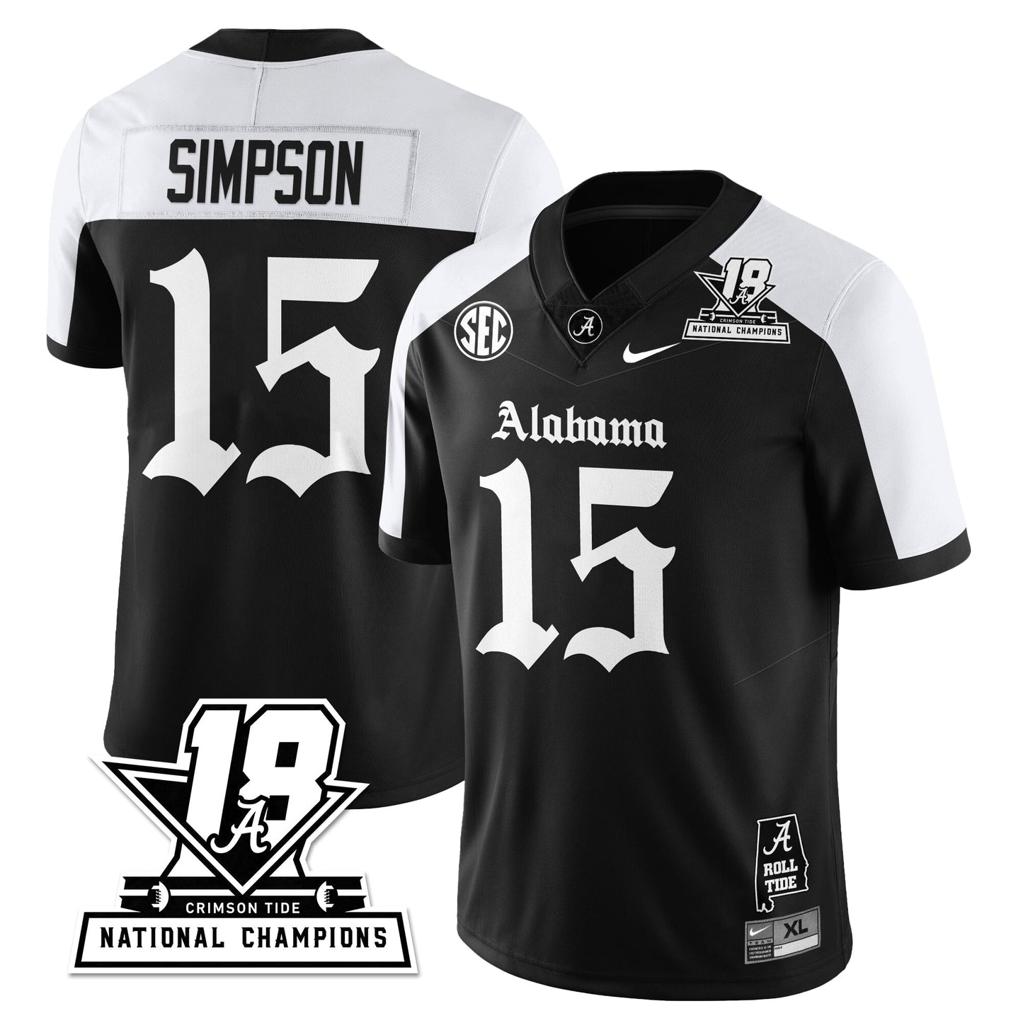 BAMA 18x-Time National Champions Gothic Vapor Limited Jersey - All Stitched-DTD