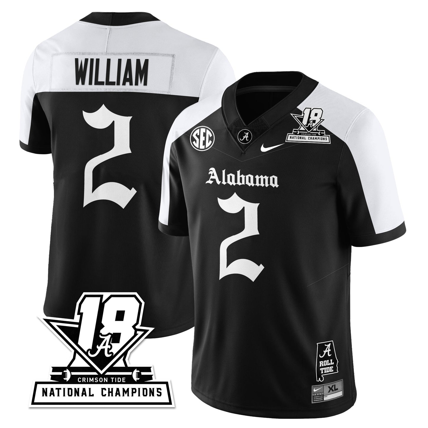 BAMA 18x-Time National Champions Gothic Vapor Limited Jersey - All Stitched-DTD