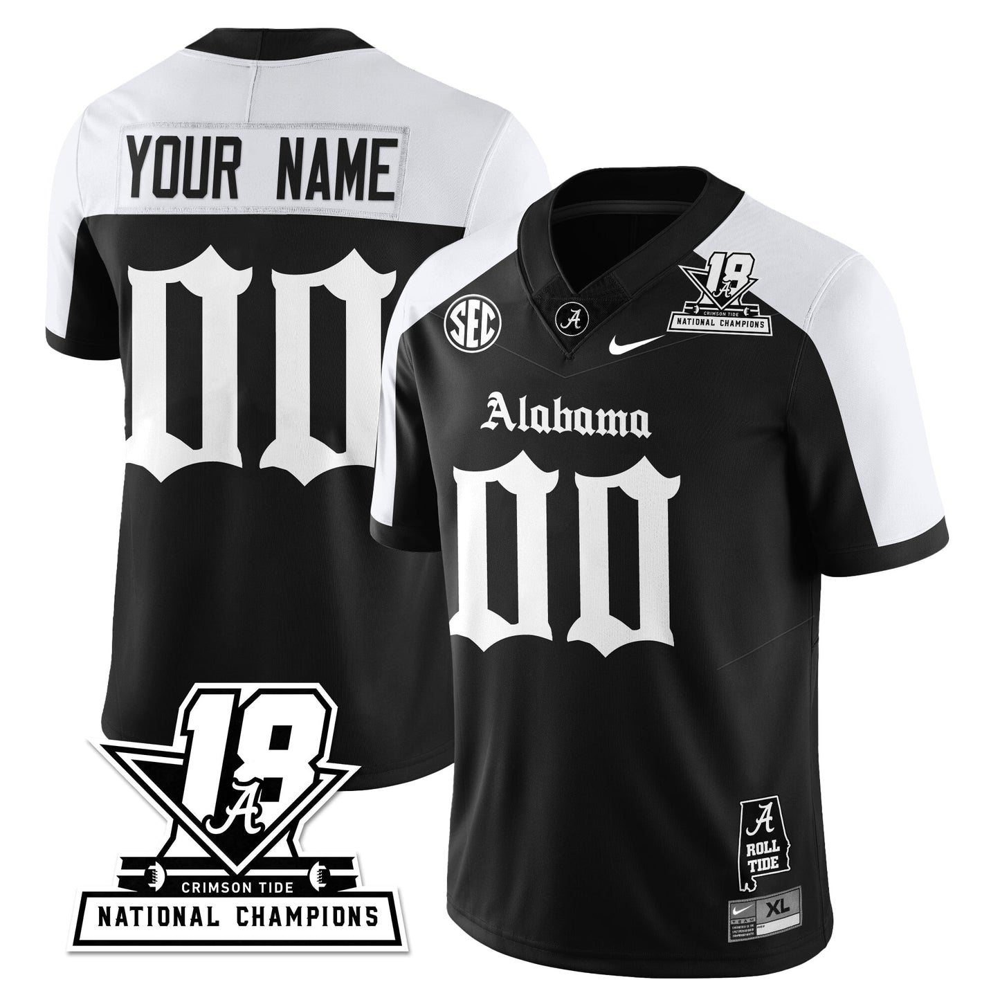 BAMA 18x-Time National Champions Gothic Vapor Limited Custom Jersey - All Stitched-DTD
