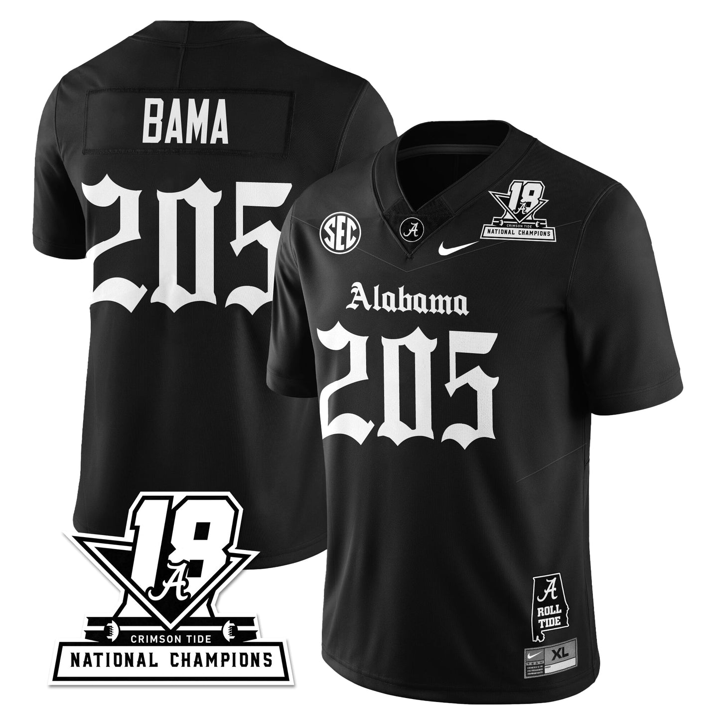 BAMA 18x-Time National Champions Gothic Vapor Limited Jersey - All Stitched-DTD