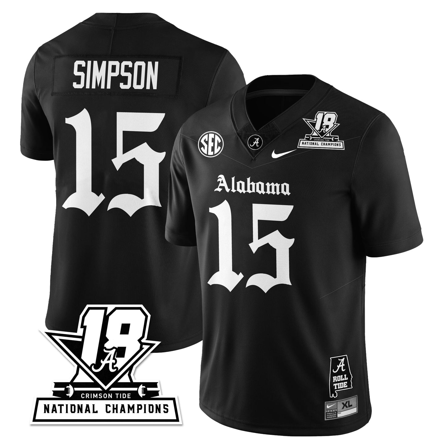 BAMA 18x-Time National Champions Gothic Vapor Limited Jersey - All Stitched-DTD