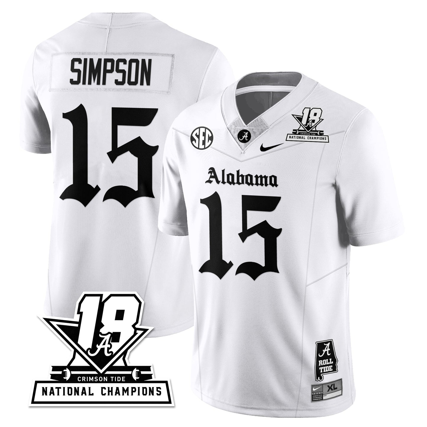BAMA 18x-Time National Champions Gothic Vapor Limited Jersey - All Stitched-DTD