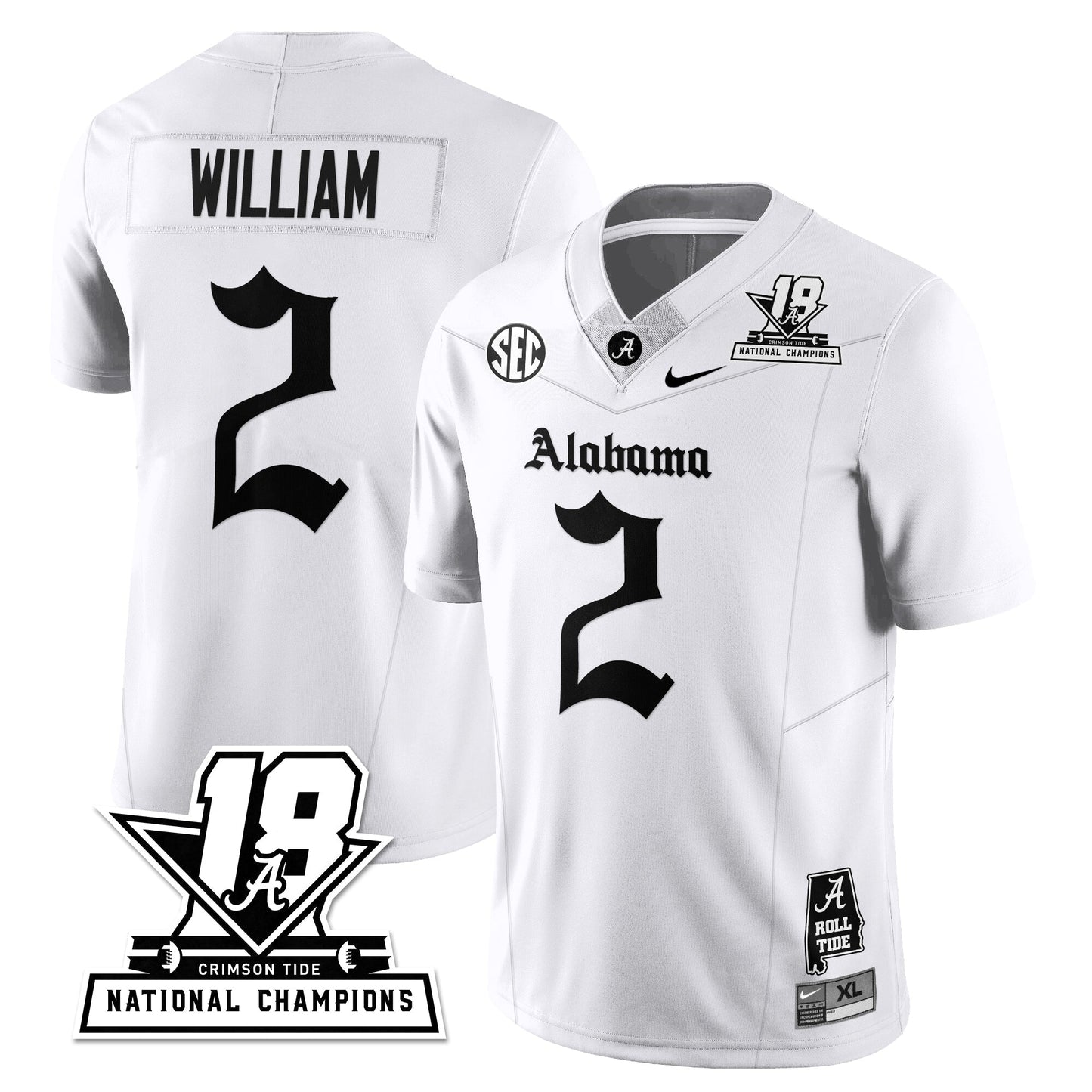 BAMA 18x-Time National Champions Gothic Vapor Limited Jersey - All Stitched-DTD