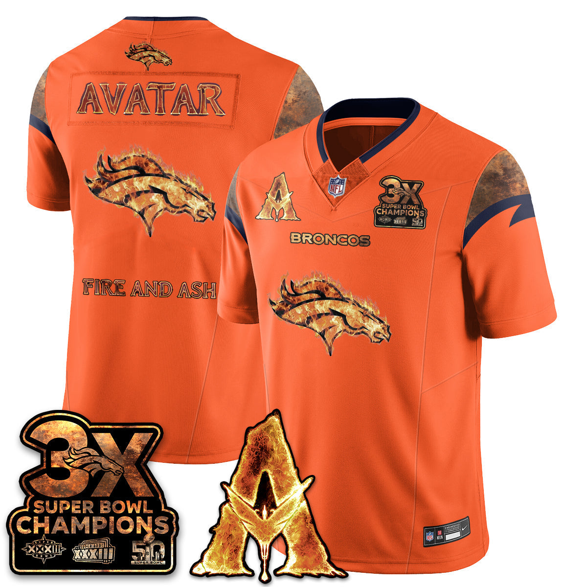 DEN x Avatar 3 Fire and Ash Jersey V2 - Stitched-DTD
