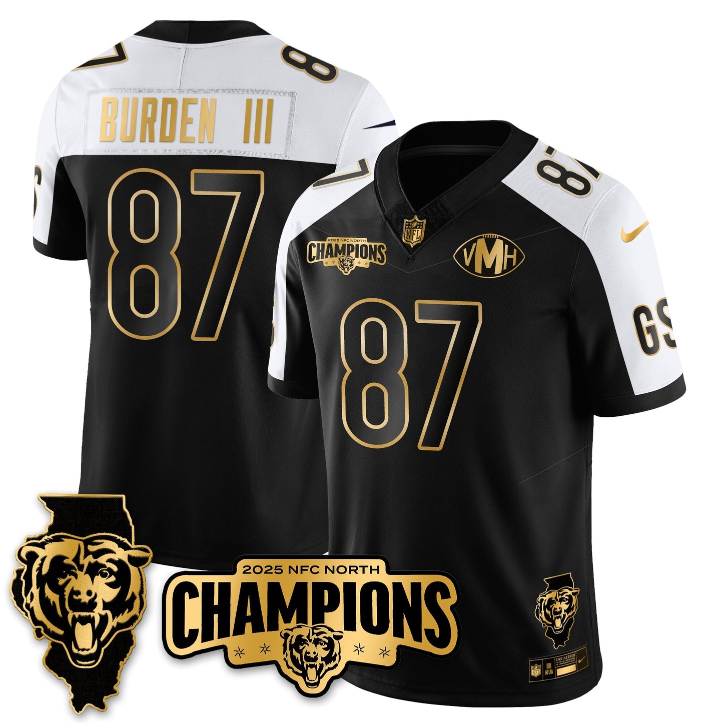 CHI NFC North Division Champions Vapor Limited Gold Jersey - All Stitched-DTD
