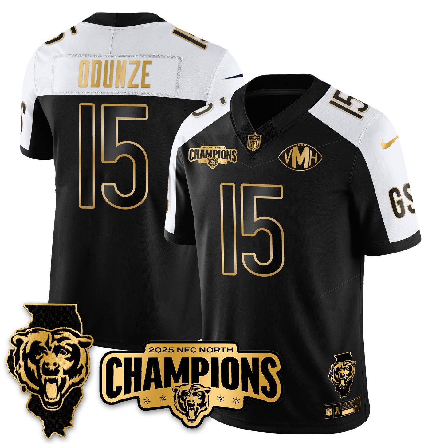 CHI NFC North Division Champions Vapor Limited Gold Jersey - All Stitched-DTD